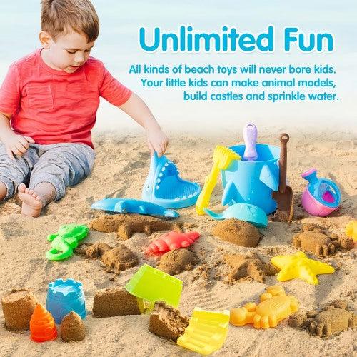 14PCS Sand Toys Beach Set Toy Shark Bucket Pail with Sand Filter for Children Kids Outdoor Play - Toytexx 14PCS Sand Toys Beach Set Toy Shark Bucket Pail with Sand Filter for Children Kids Outdoor Play - Toytexx
